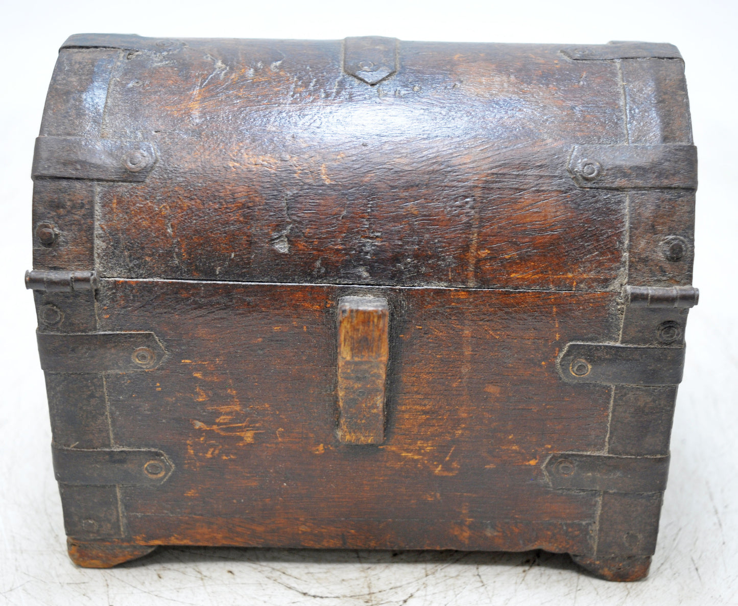 Vintage Wooden Small Half Round Storage Box Original Old Hand Crafted