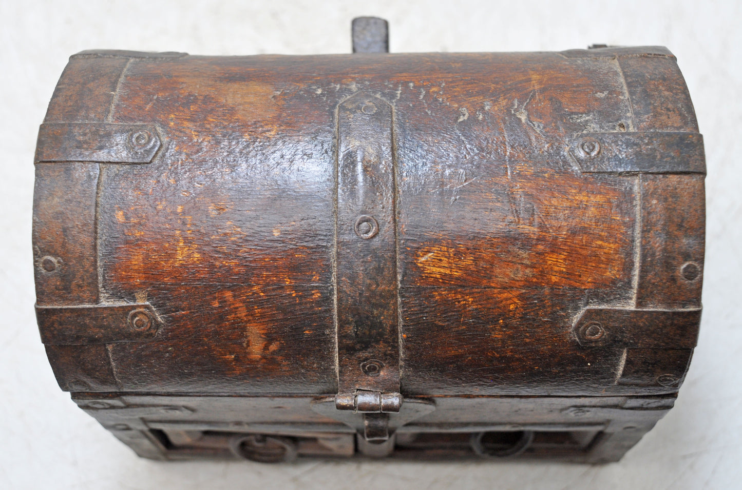 Vintage Wooden Small Half Round Storage Box Original Old Hand Crafted