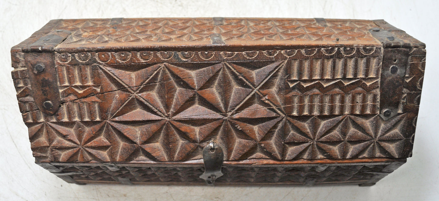 Vintage Wooden Dome Shaped Storage Box Original Old Hand Crafted Fine Carved