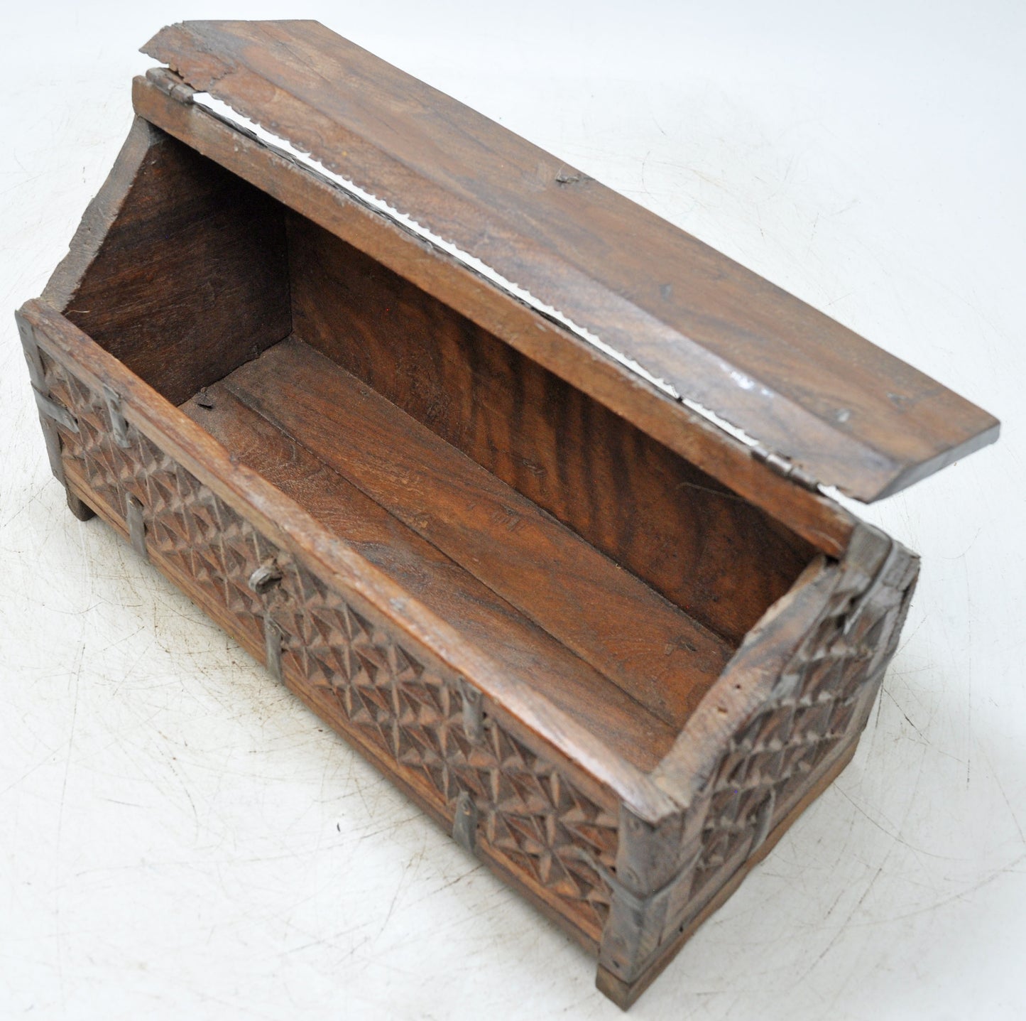 Vintage Wooden Dome Shaped Storage Box Original Old Hand Crafted Fine Carved