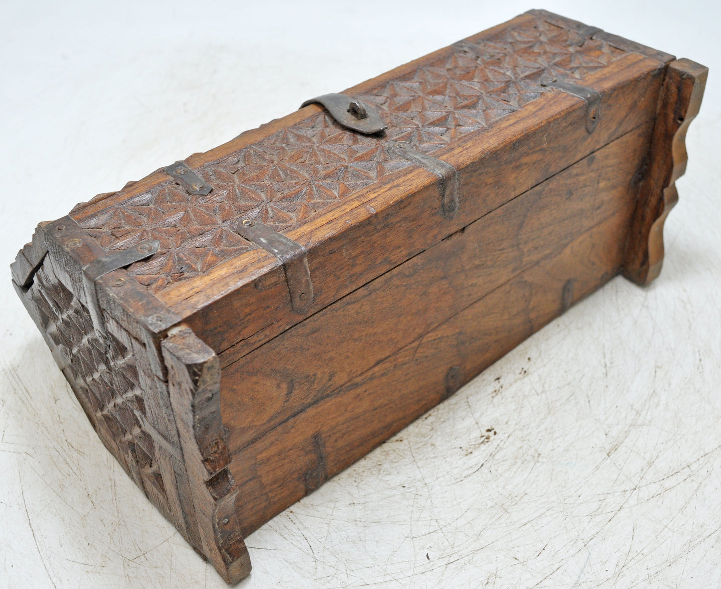Vintage Wooden Dome Shaped Storage Box Original Old Hand Crafted Fine Carved
