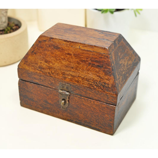 Vintage Wooden Dome Shaped Storage Box Original Old Hand Crafted