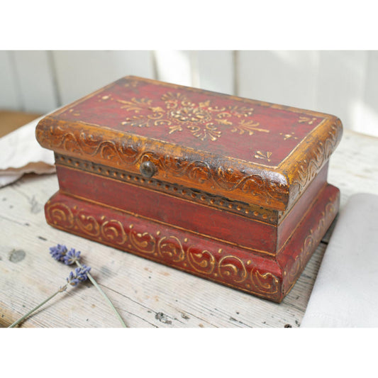 Vintage Wooden Storage Box Original Old Hand Crafted Painted