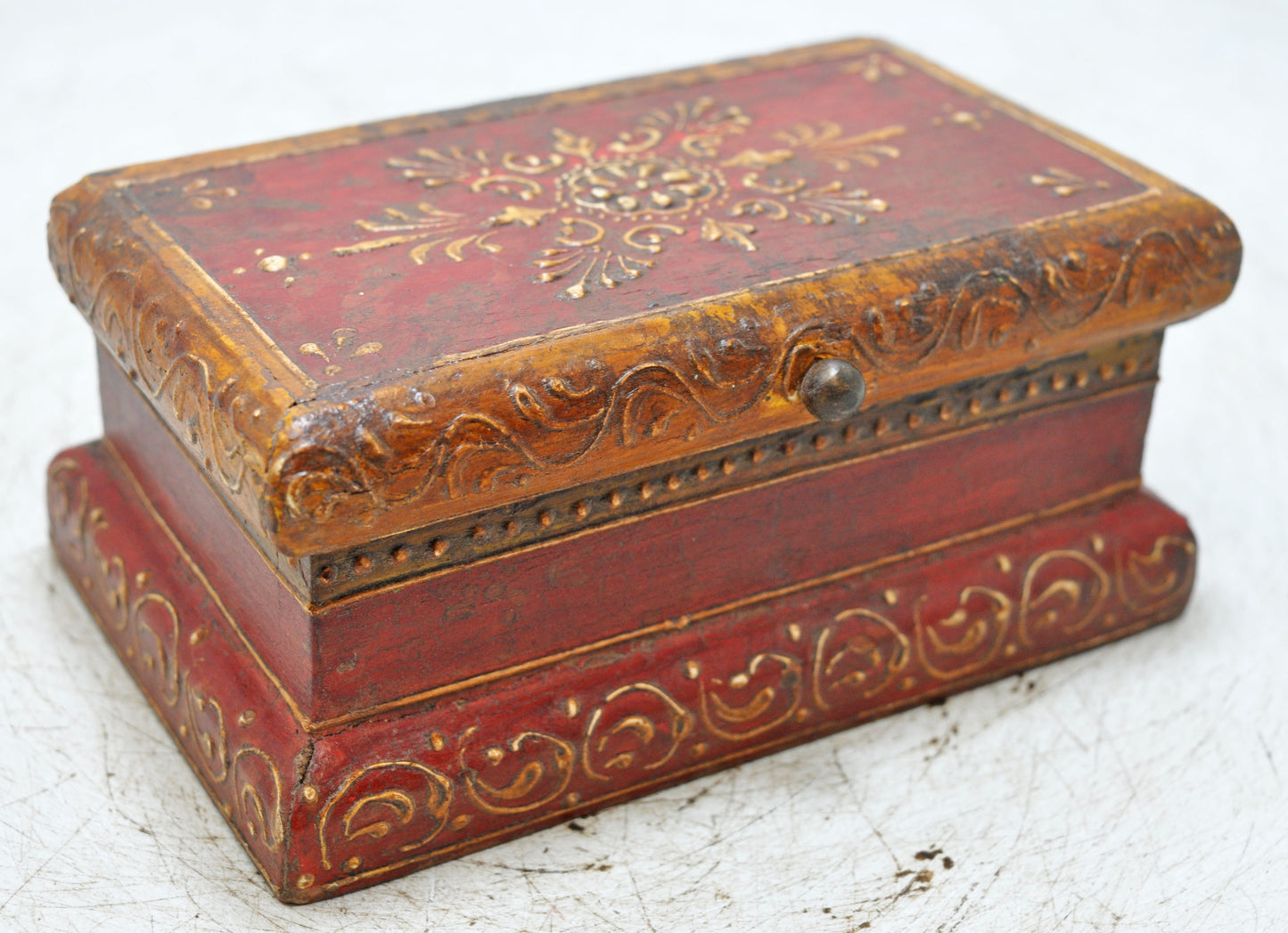 Vintage Wooden Storage Box Original Old Hand Crafted Painted