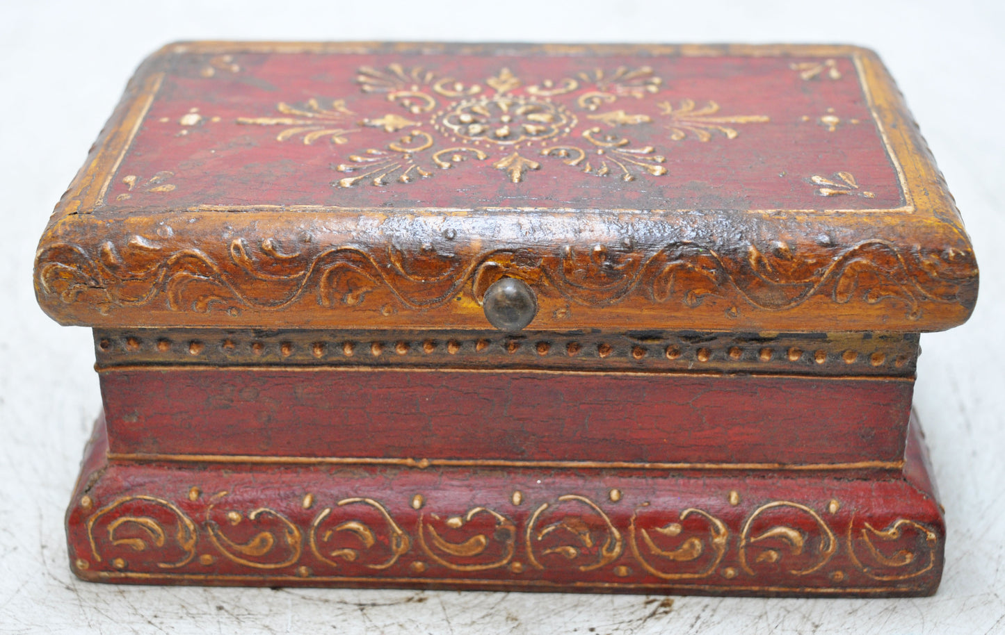Vintage Wooden Storage Box Original Old Hand Crafted Painted