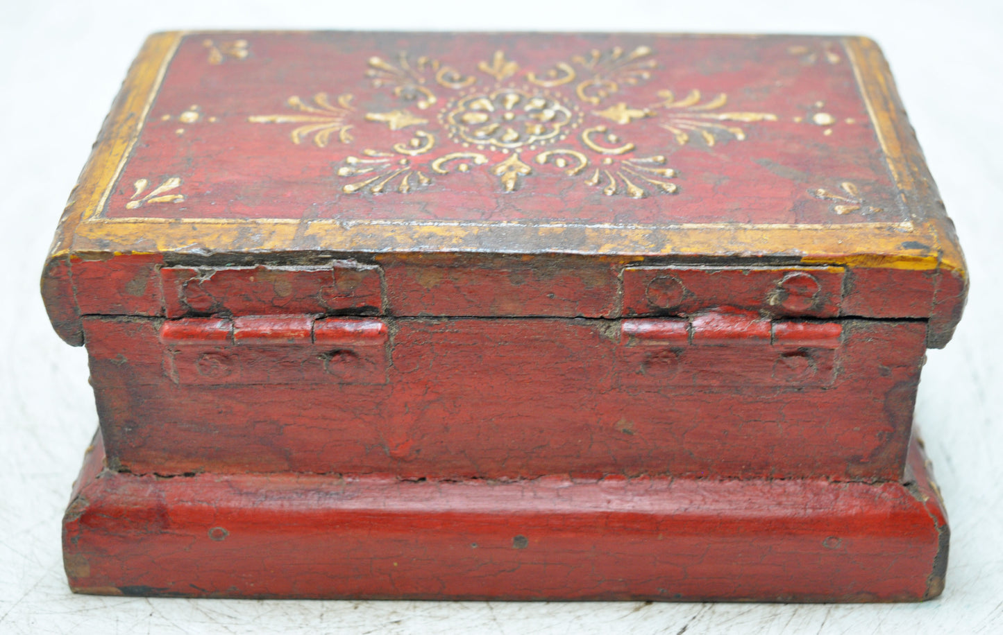 Vintage Wooden Storage Box Original Old Hand Crafted Painted