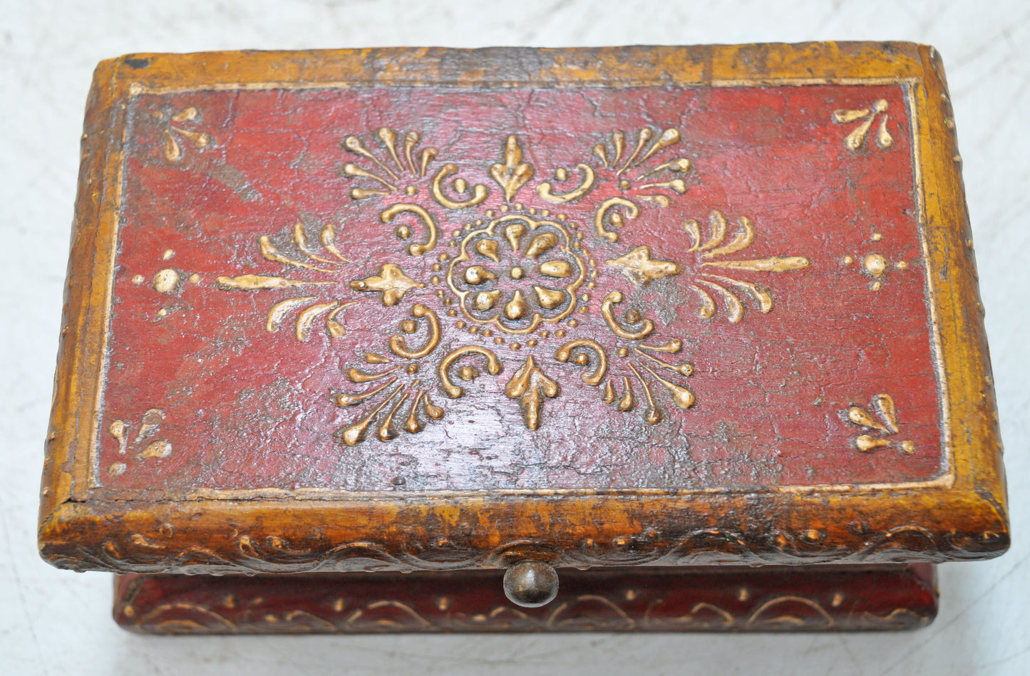 Vintage Wooden Storage Box Original Old Hand Crafted Painted