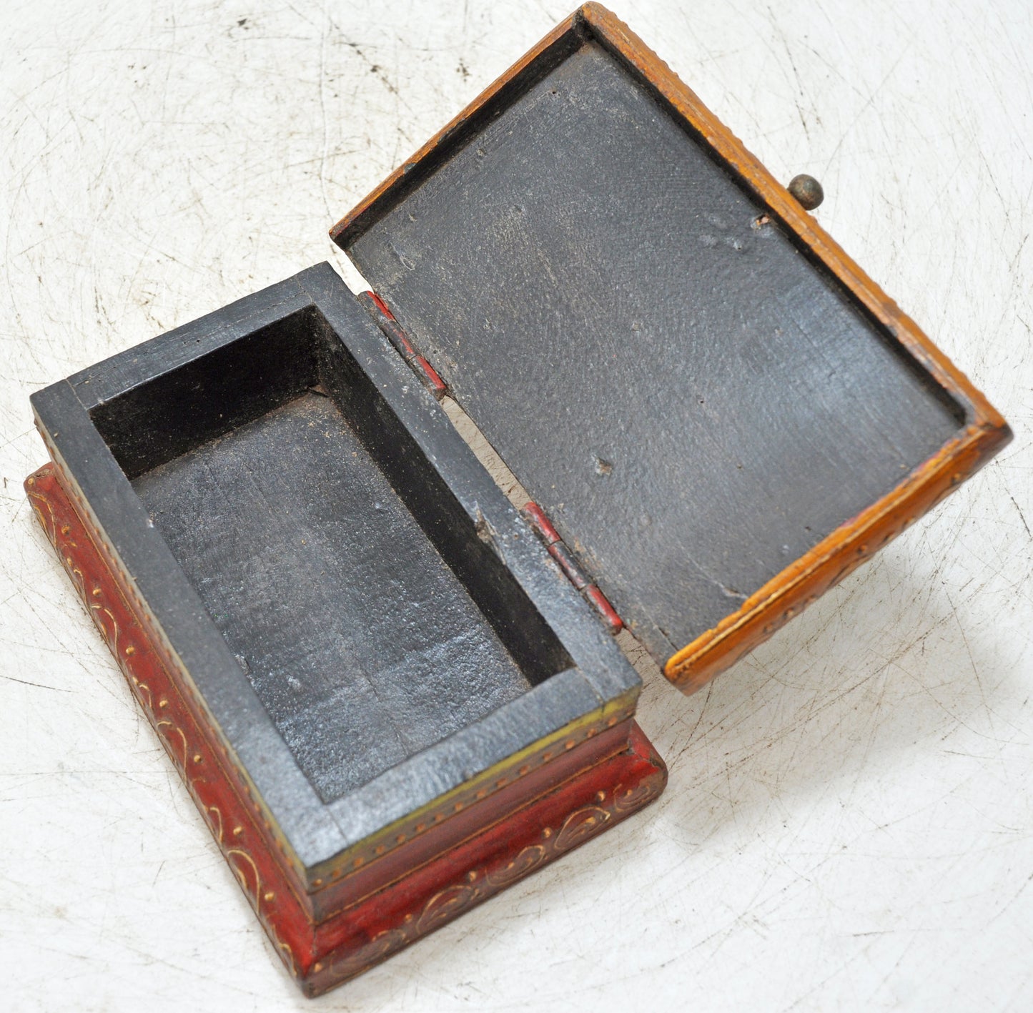 Vintage Wooden Storage Box Original Old Hand Crafted Painted