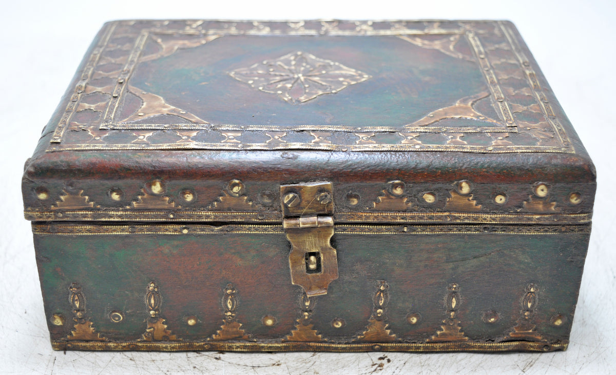 Vintage Wooden Storage Box Original Old Hand Crafted Fine Brass Fitted