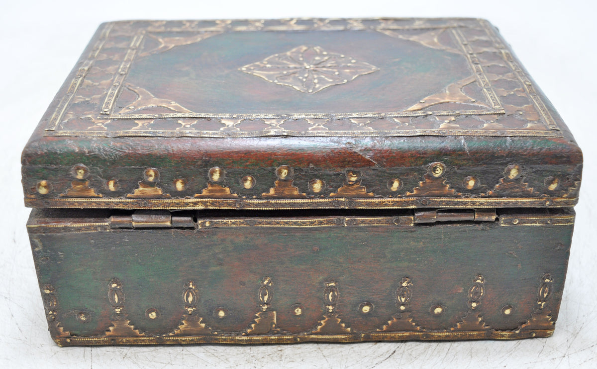 Vintage Wooden Storage Box Original Old Hand Crafted Fine Brass Fitted