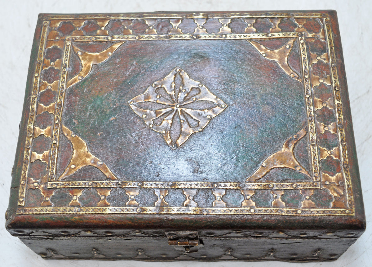 Vintage Wooden Storage Box Original Old Hand Crafted Fine Brass Fitted