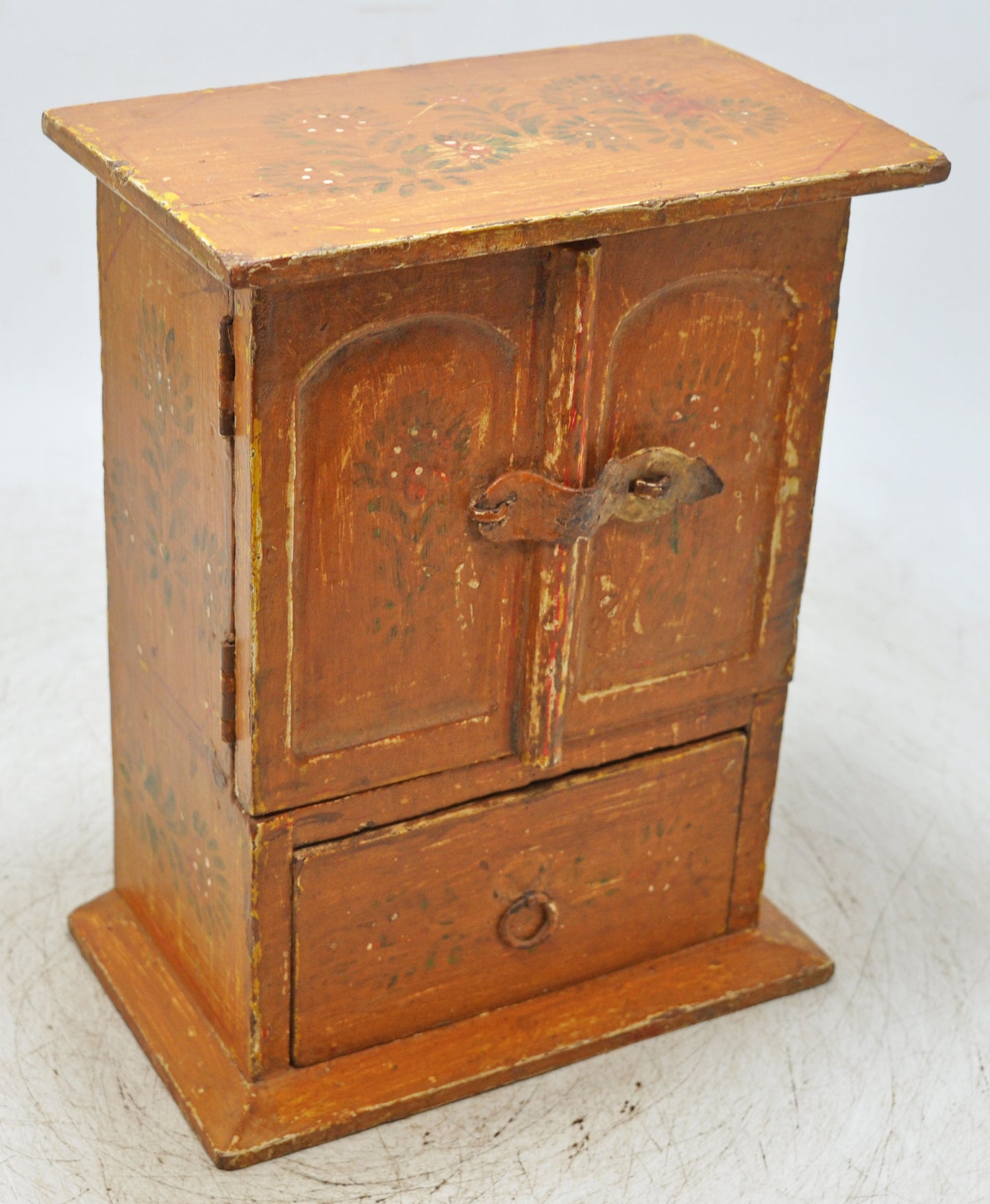 Vintage Wooden Almirah Shaped Storage Box Original Old Fine Hand Painted