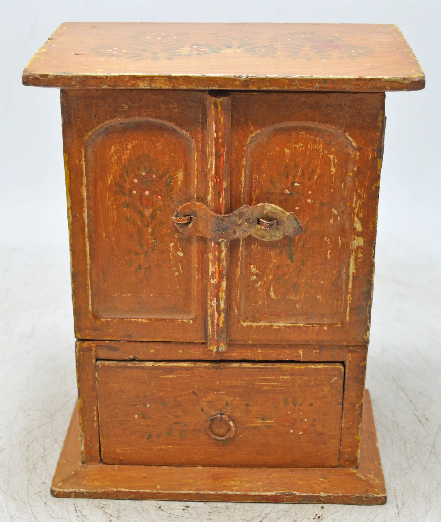 Vintage Wooden Almirah Shaped Storage Box Original Old Fine Hand Painted