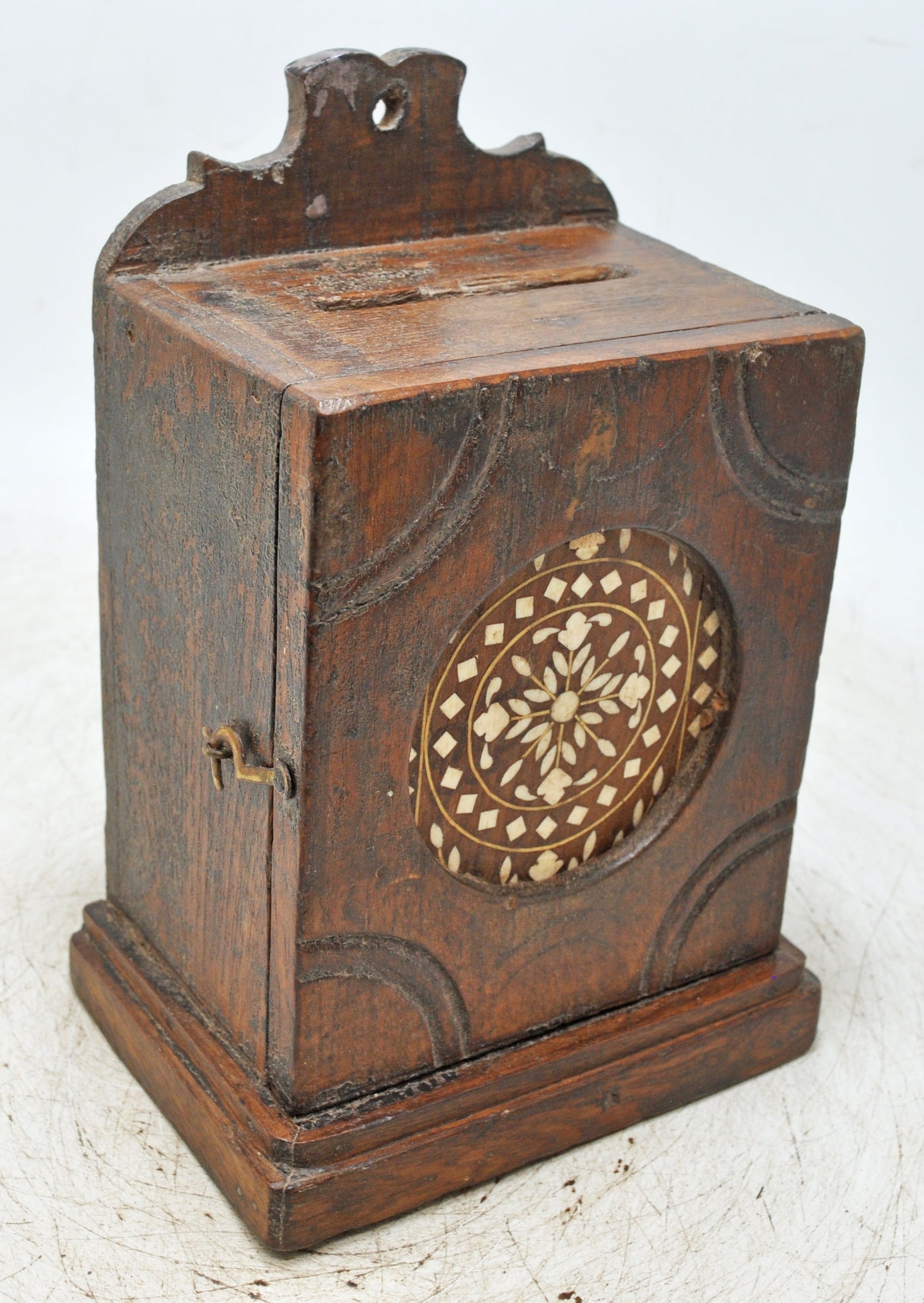 Antique Wooden Money Coin Bank Box Original Old Hand Crafted
