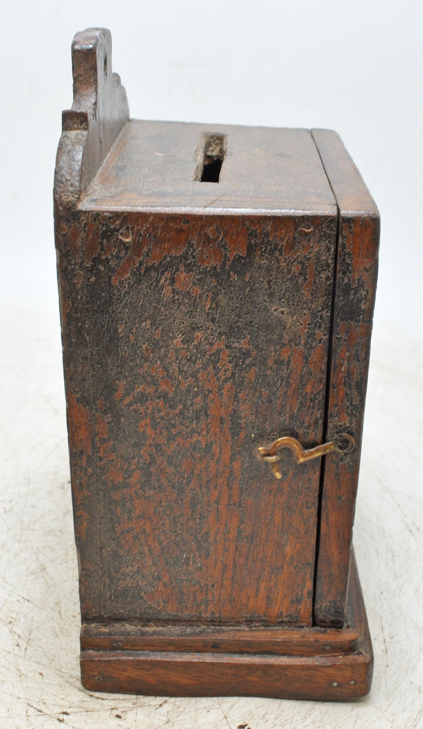 Antique Wooden Money Coin Bank Box Original Old Hand Crafted