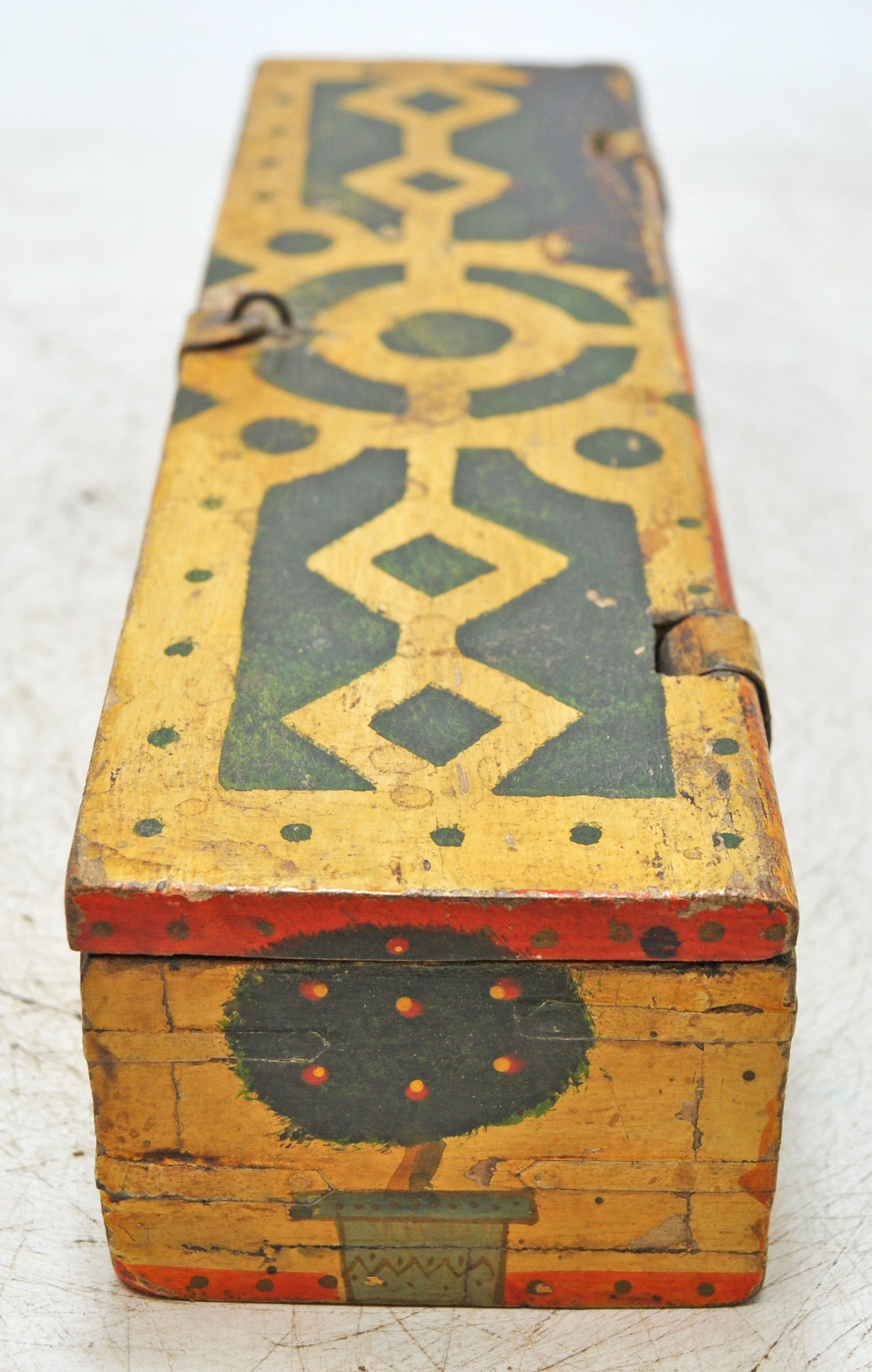 Vintage Wooden Pencil Stationary Box Original Old Hand Crafted Painted