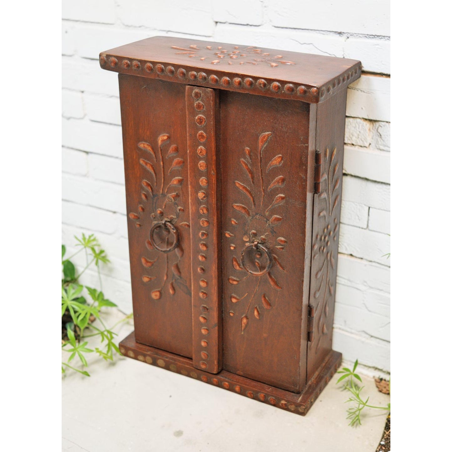 Vintage Wooden Almirah Shaped Storage Box Original Old Fine Hand Painted