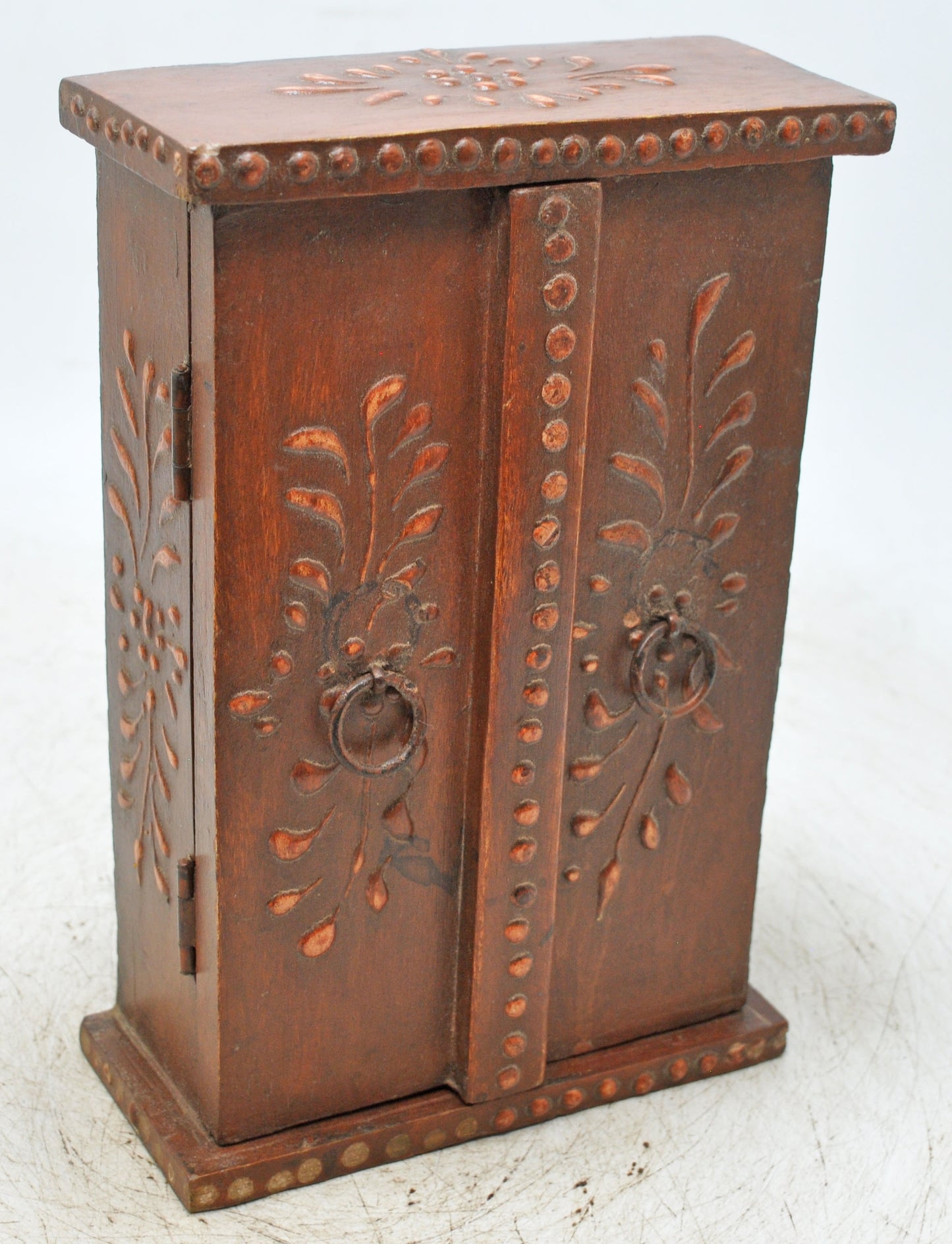 Vintage Wooden Almirah Shaped Storage Box Original Old Fine Hand Painted