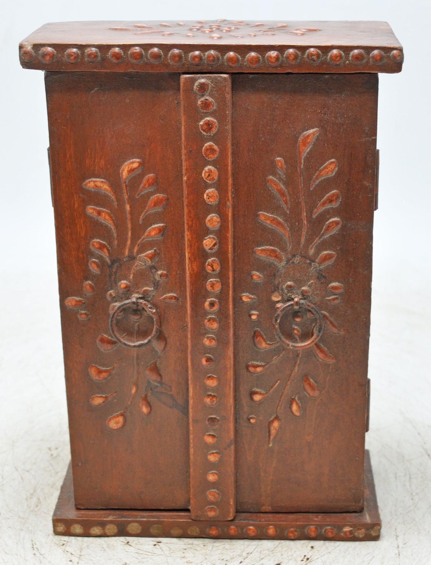 Vintage Wooden Almirah Shaped Storage Box Original Old Fine Hand Painted