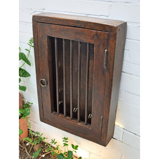 Vintage Wooden Wall Décor Key Hanging Cabinet Box Original Old Hand Crafted