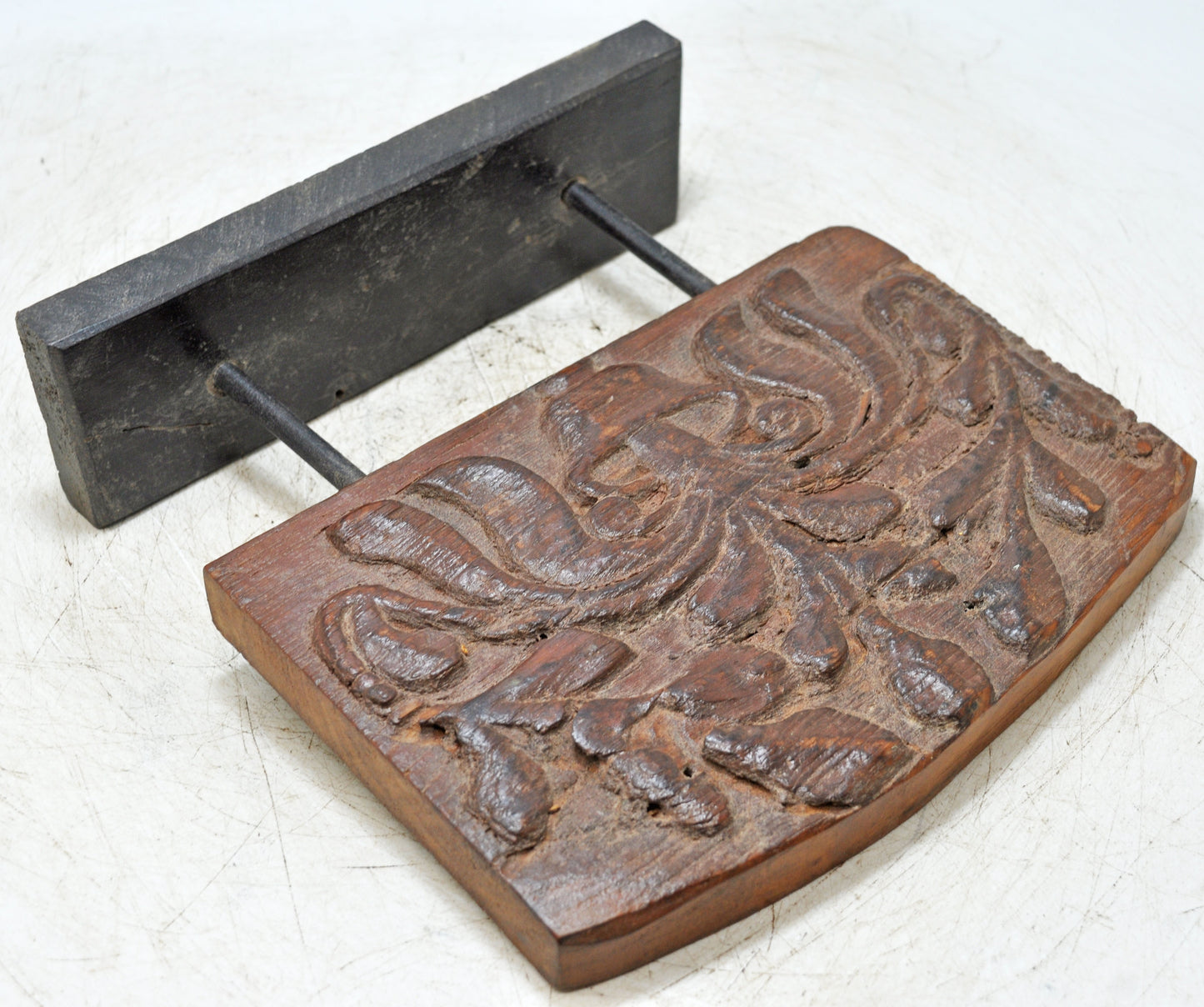 Antique Wooden Floral Carving Panel Plaque Original Old Hand Carved