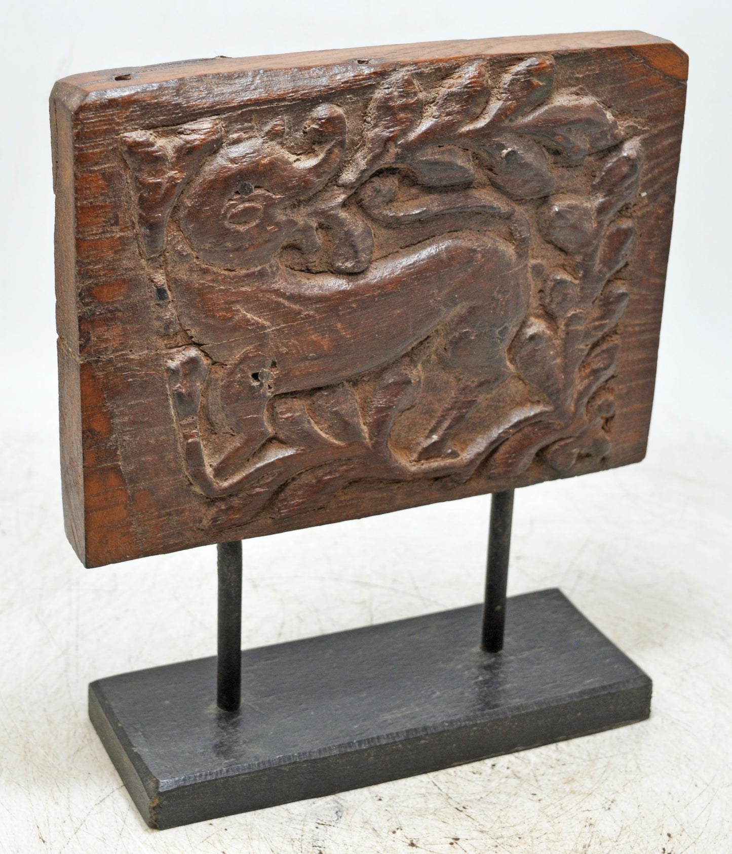 Antique Wooden Animal Carving Panel Plaque Original Old Hand Carved