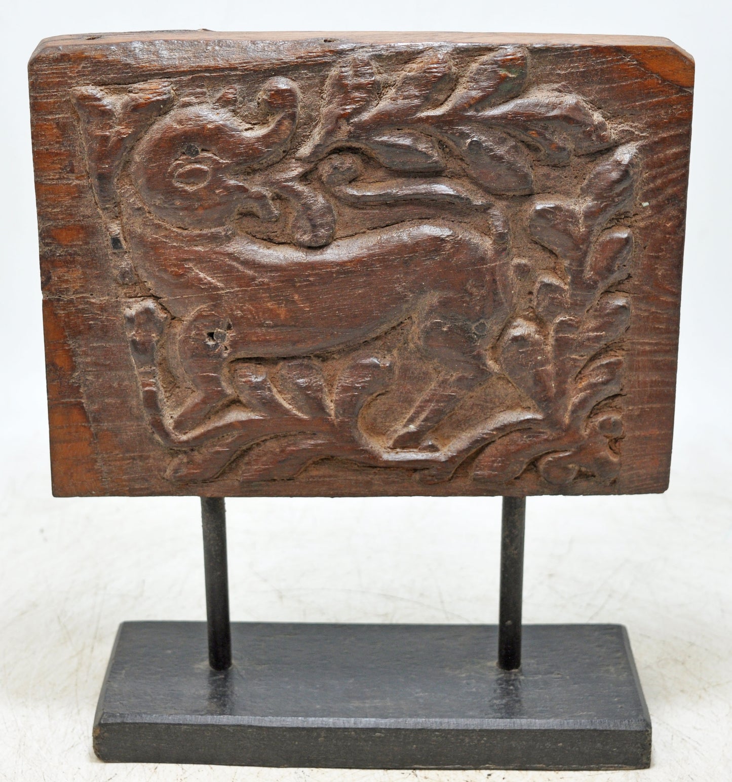 Antique Wooden Animal Carving Panel Plaque Original Old Hand Carved