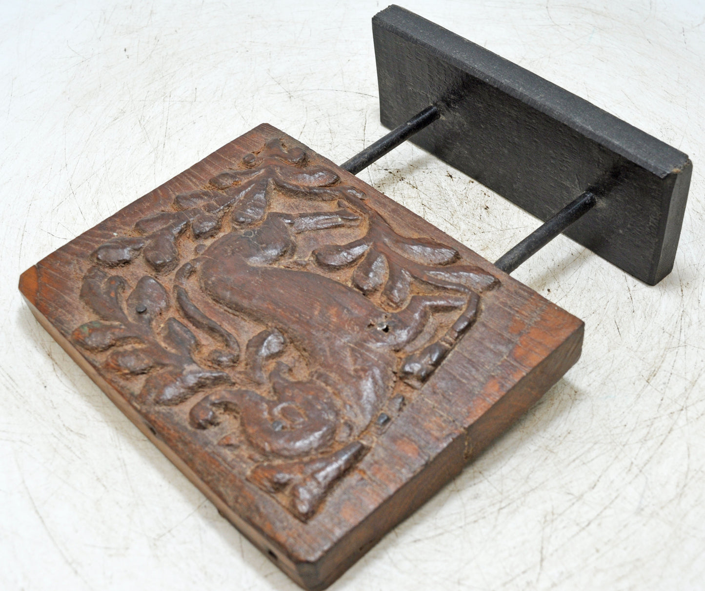Antique Wooden Animal Carving Panel Plaque Original Old Hand Carved