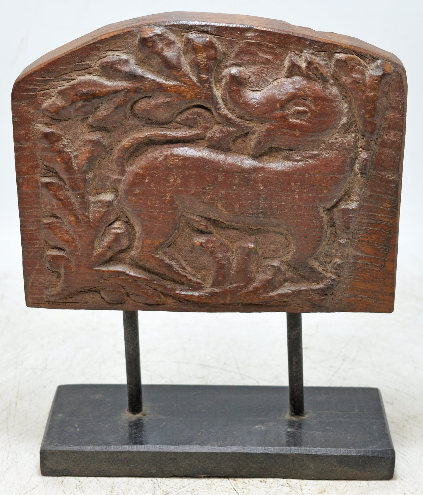 Antique Wooden Animal Carving Panel Plaque Original Old Hand Carved