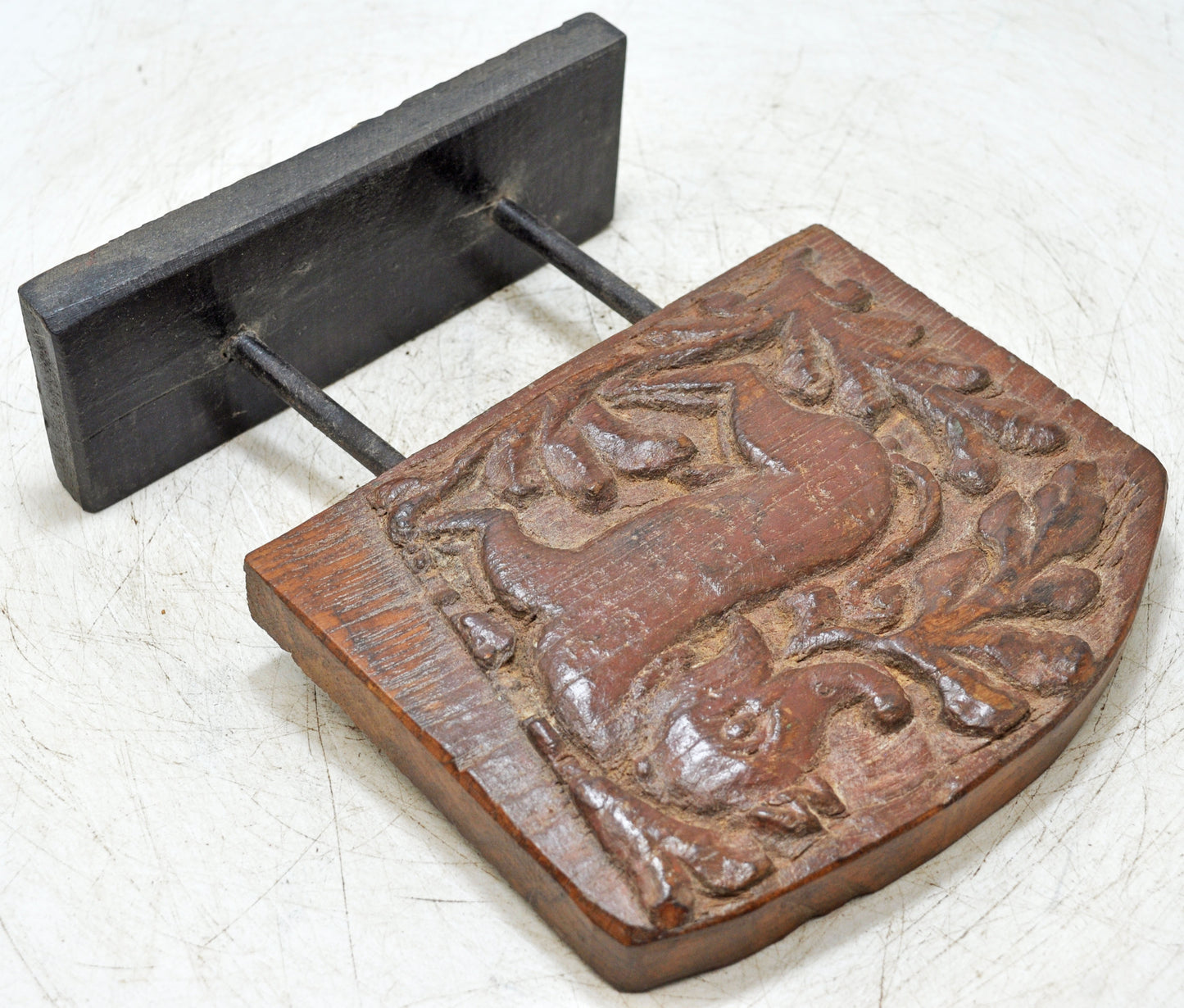 Antique Wooden Animal Carving Panel Plaque Original Old Hand Carved