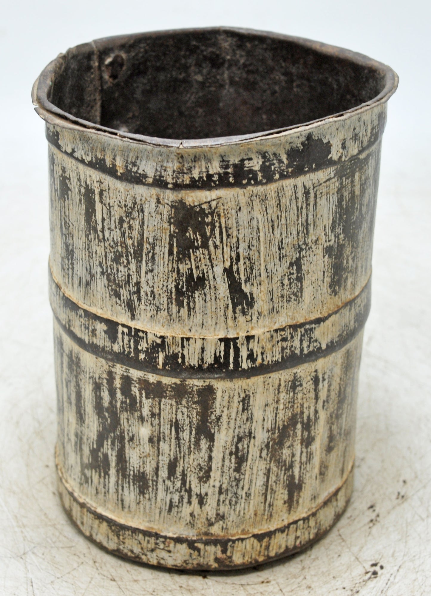 Antique Iron Grain Measurement Paili Pot Original Old Hand Crafted Rustic Painted