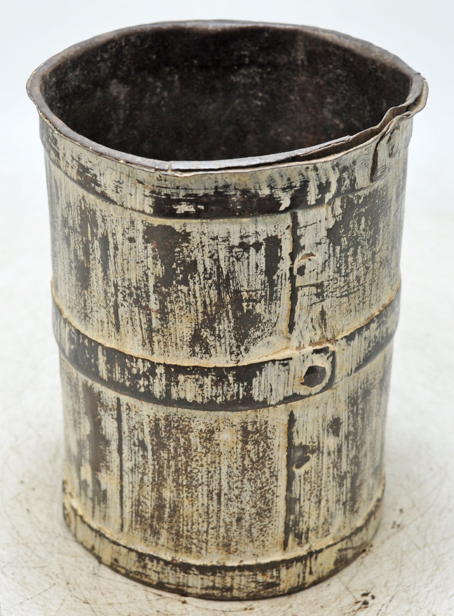 Antique Iron Grain Measurement Paili Pot Original Old Hand Crafted Rustic Painted