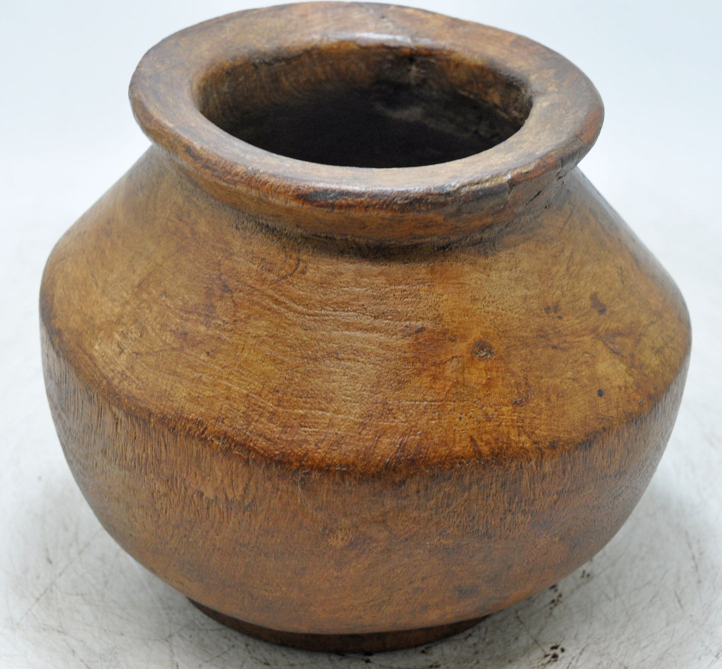 Antique Wooden Himalayan Water Storage Pot Original Old Hand Carved