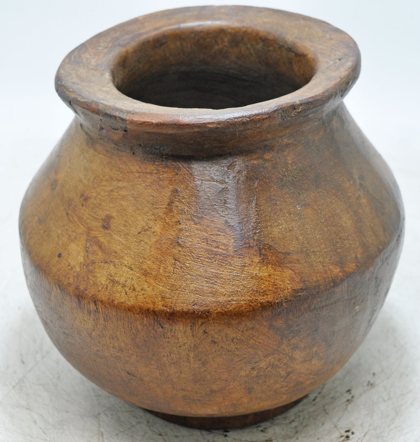Antique Wooden Himalayan Water Storage Pot Original Old Hand Carved