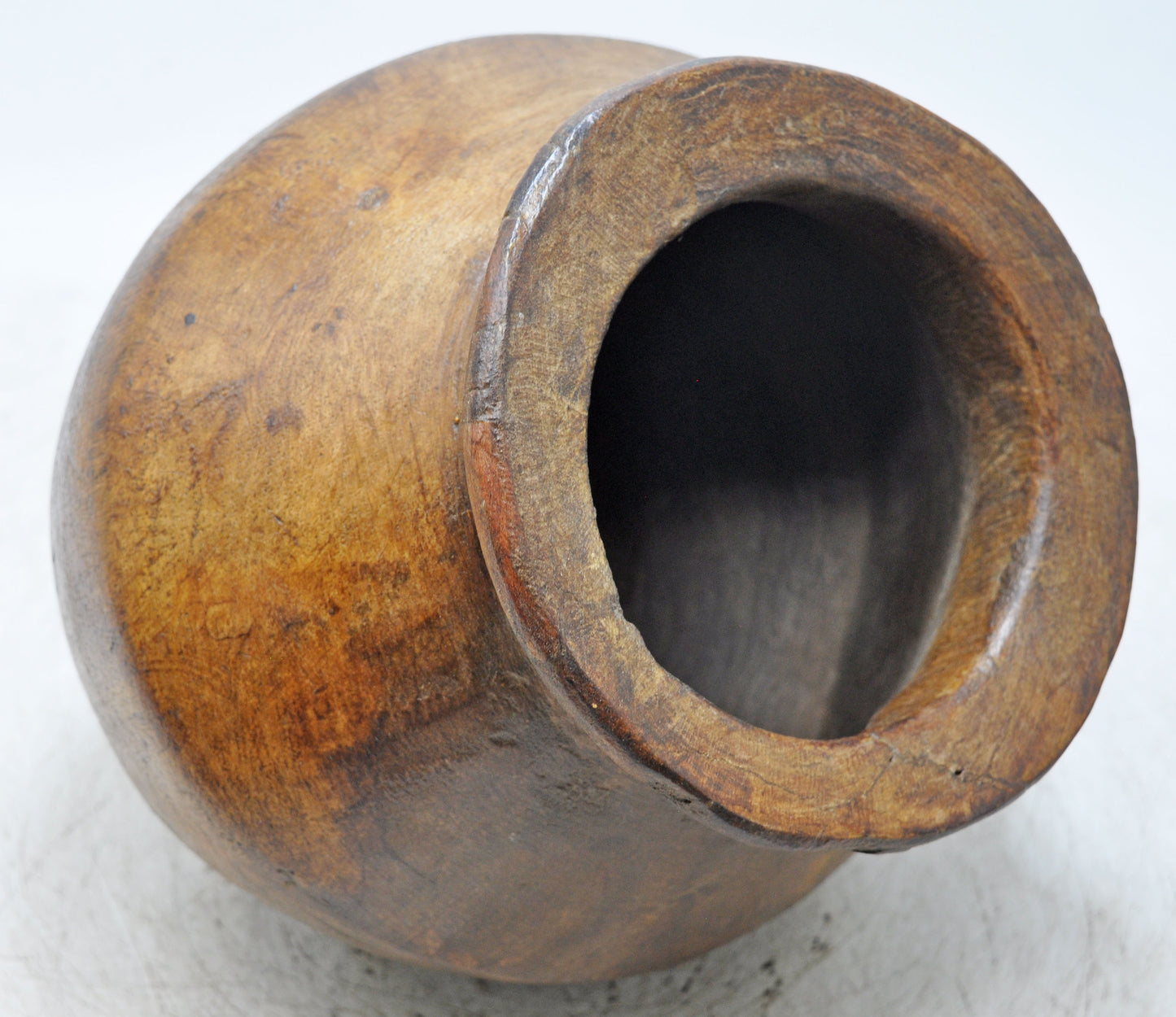 Antique Wooden Himalayan Water Storage Pot Original Old Hand Carved