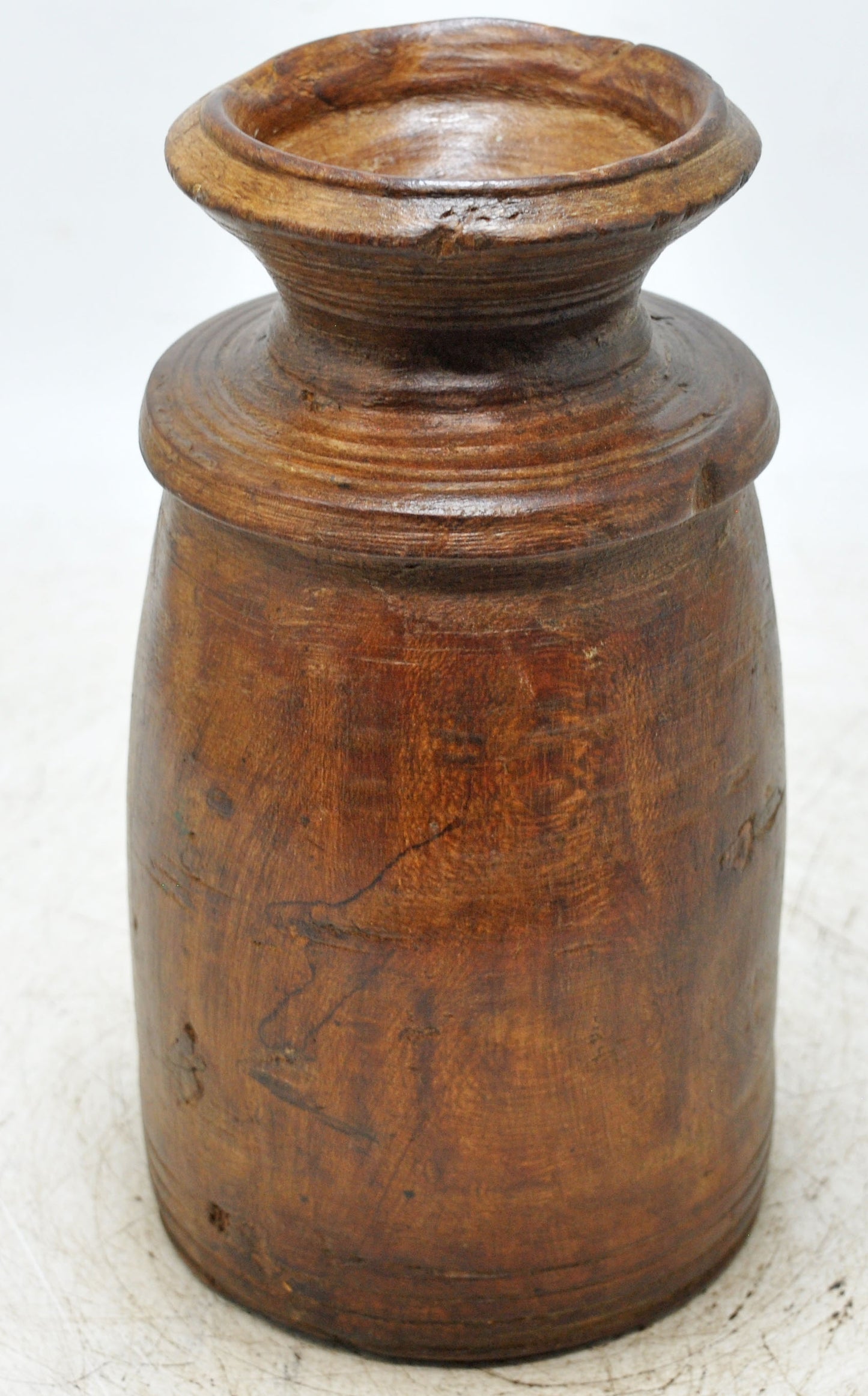 Antique Wooden Himalayan Water Storage Pot Original Old Hand Carved