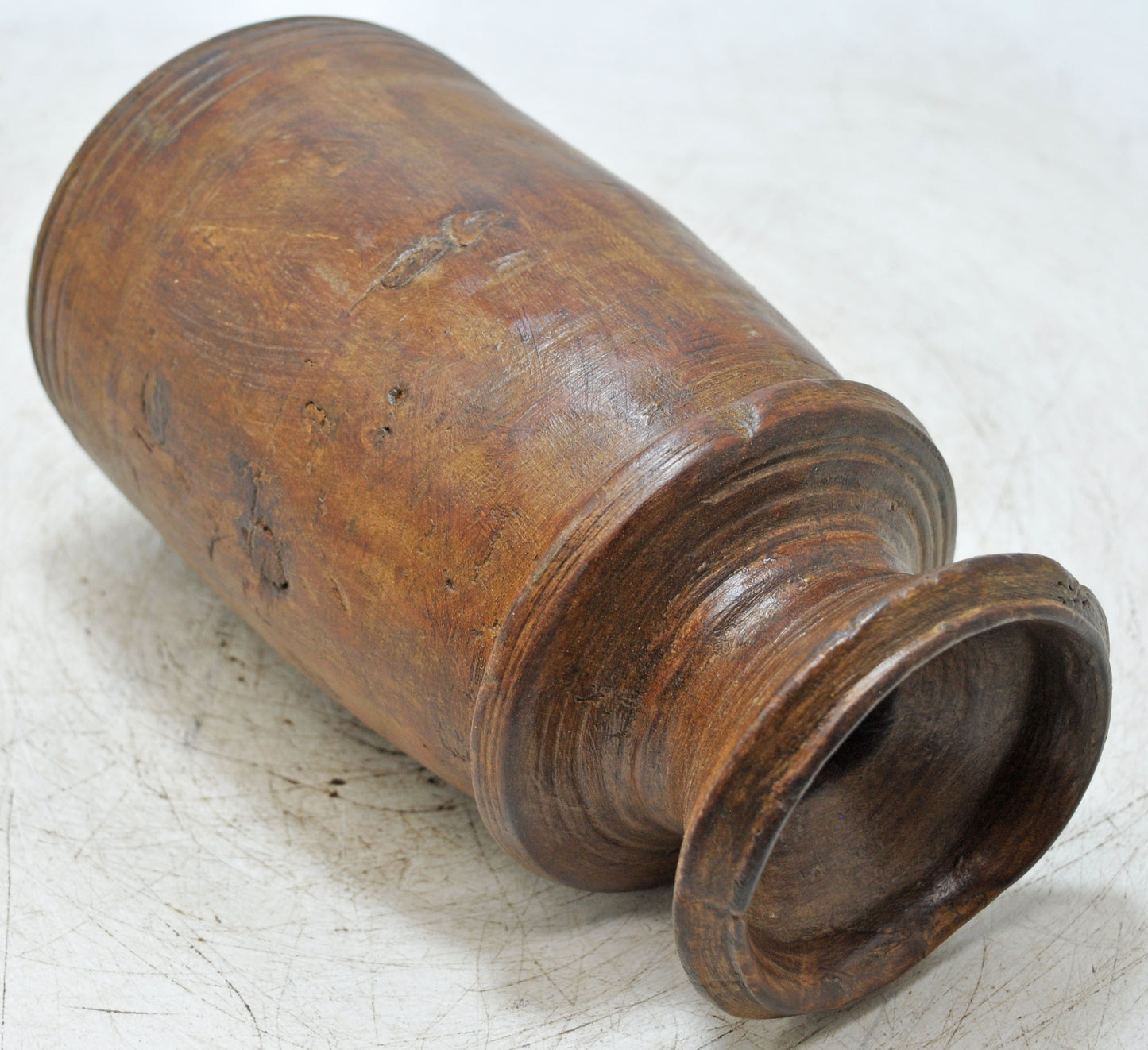 Antique Wooden Himalayan Water Storage Pot Original Old Hand Carved