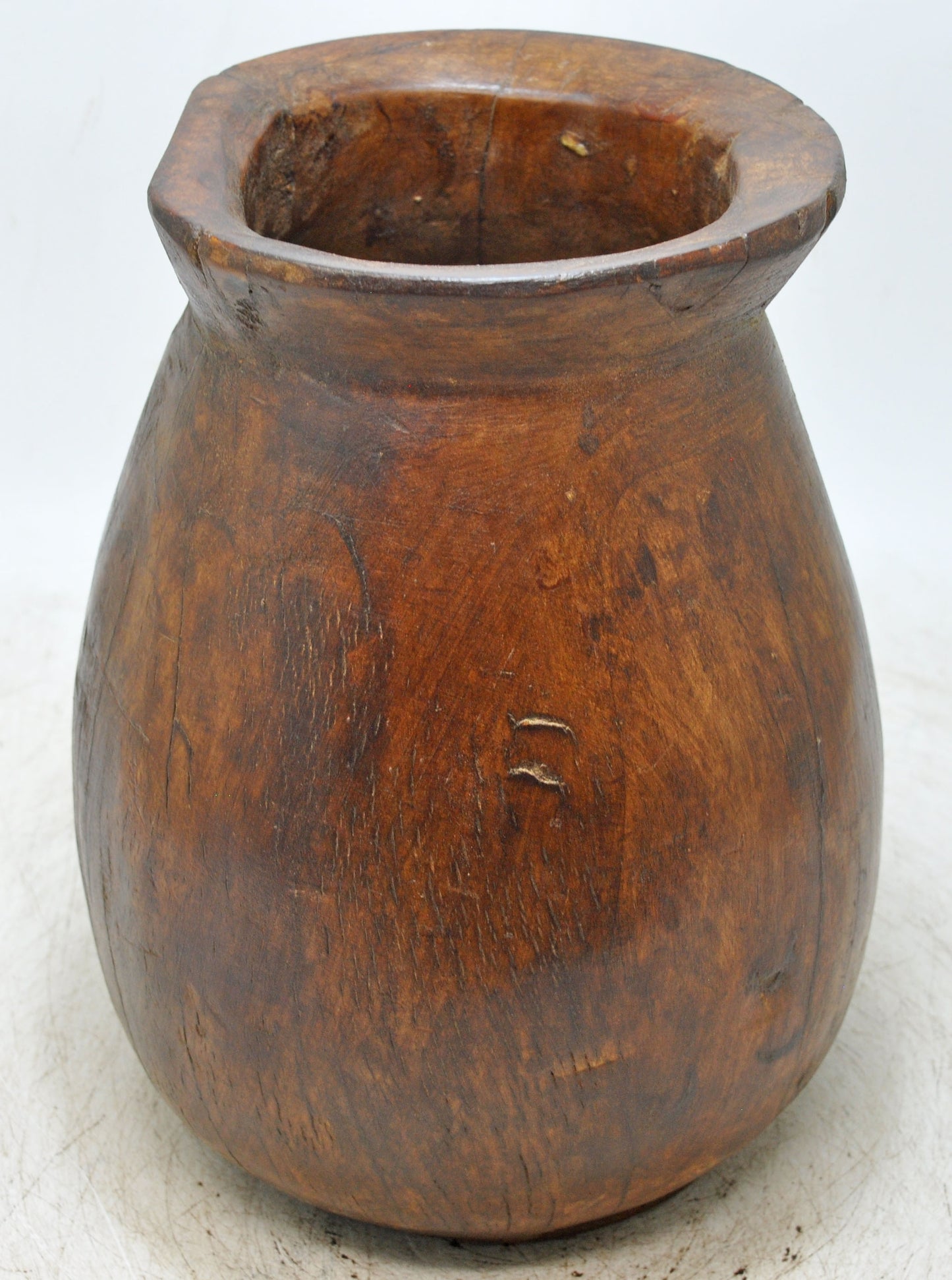 Antique Wooden Himalayan Water Storage Pot Original Old Hand Carved