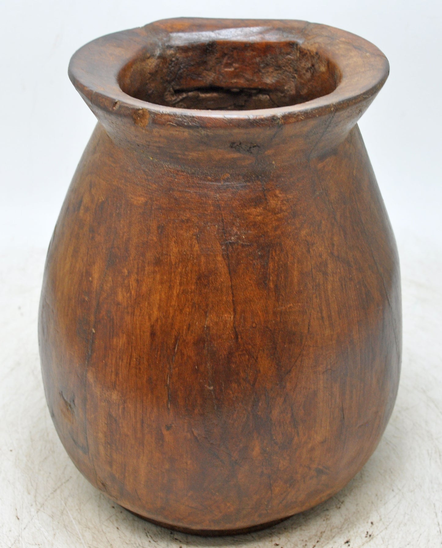 Antique Wooden Himalayan Water Storage Pot Original Old Hand Carved