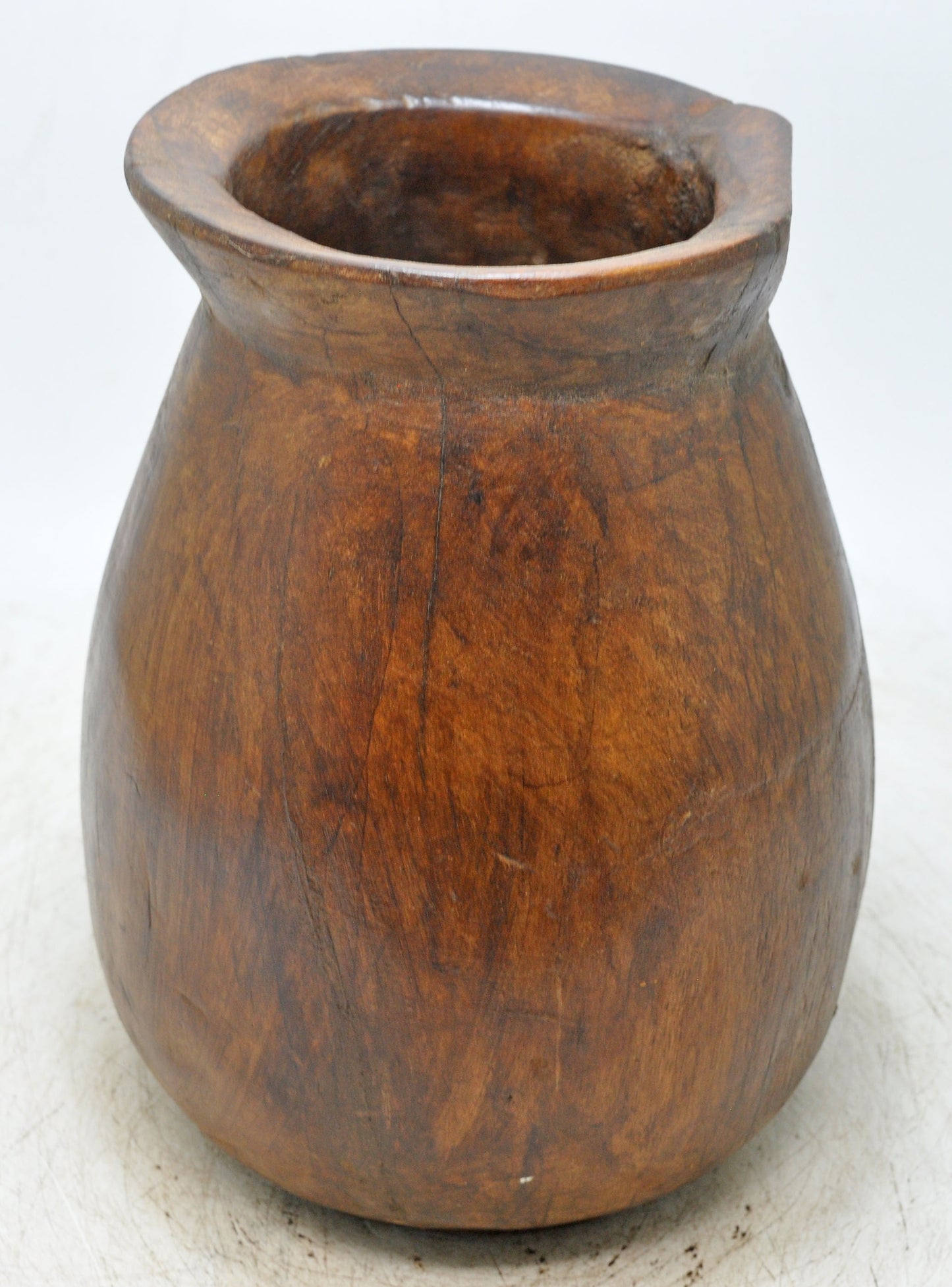 Antique Wooden Himalayan Water Storage Pot Original Old Hand Carved