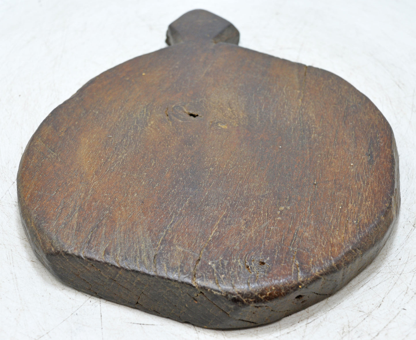 Antique Wooden Round Chapati Bread Rolling Plate Original Old Hand Carved
