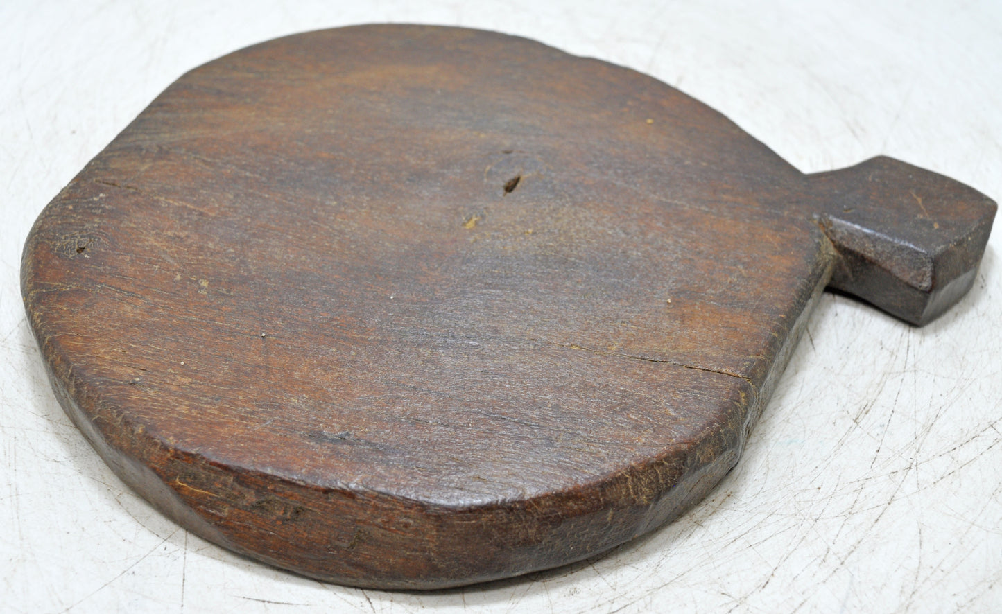 Antique Wooden Round Chapati Bread Rolling Plate Original Old Hand Carved