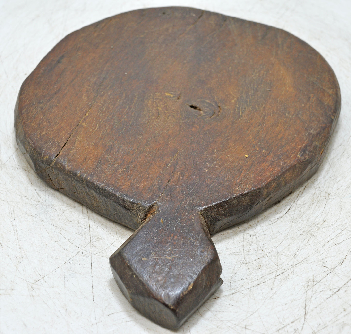 Antique Wooden Round Chapati Bread Rolling Plate Original Old Hand Carved