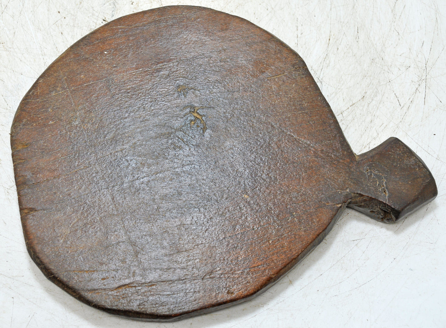 Antique Wooden Round Chapati Bread Rolling Plate Original Old Hand Carved