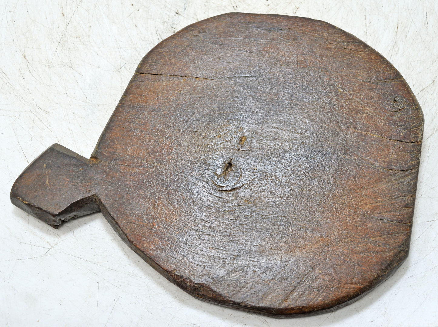 Antique Wooden Round Chapati Bread Rolling Plate Original Old Hand Carved
