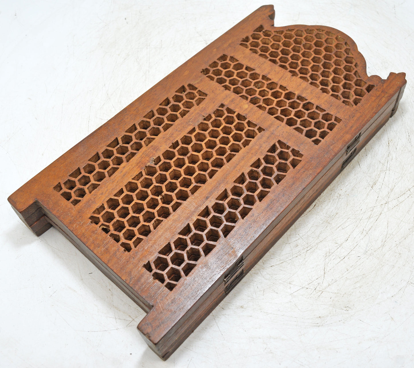 Vintage Wooden Mini Desk Screen Original Old Very Fine Hand Carved
