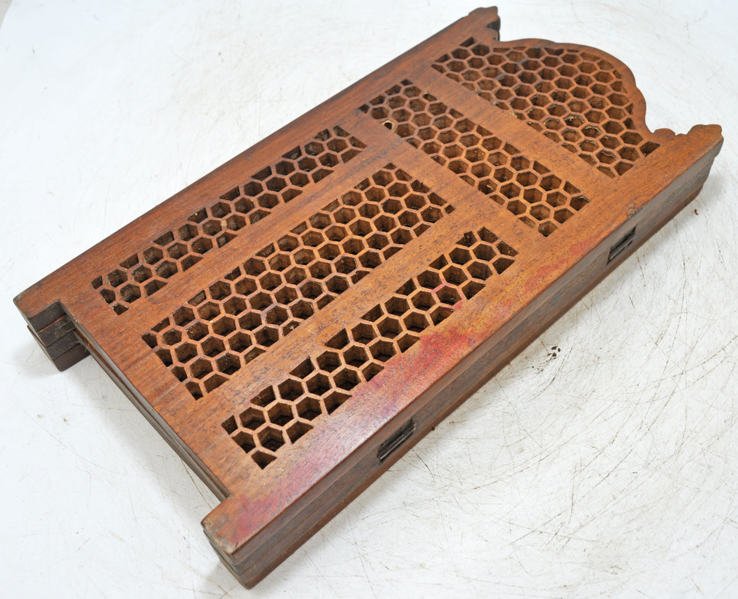 Vintage Wooden Mini Desk Screen Original Old Very Fine Hand Carved