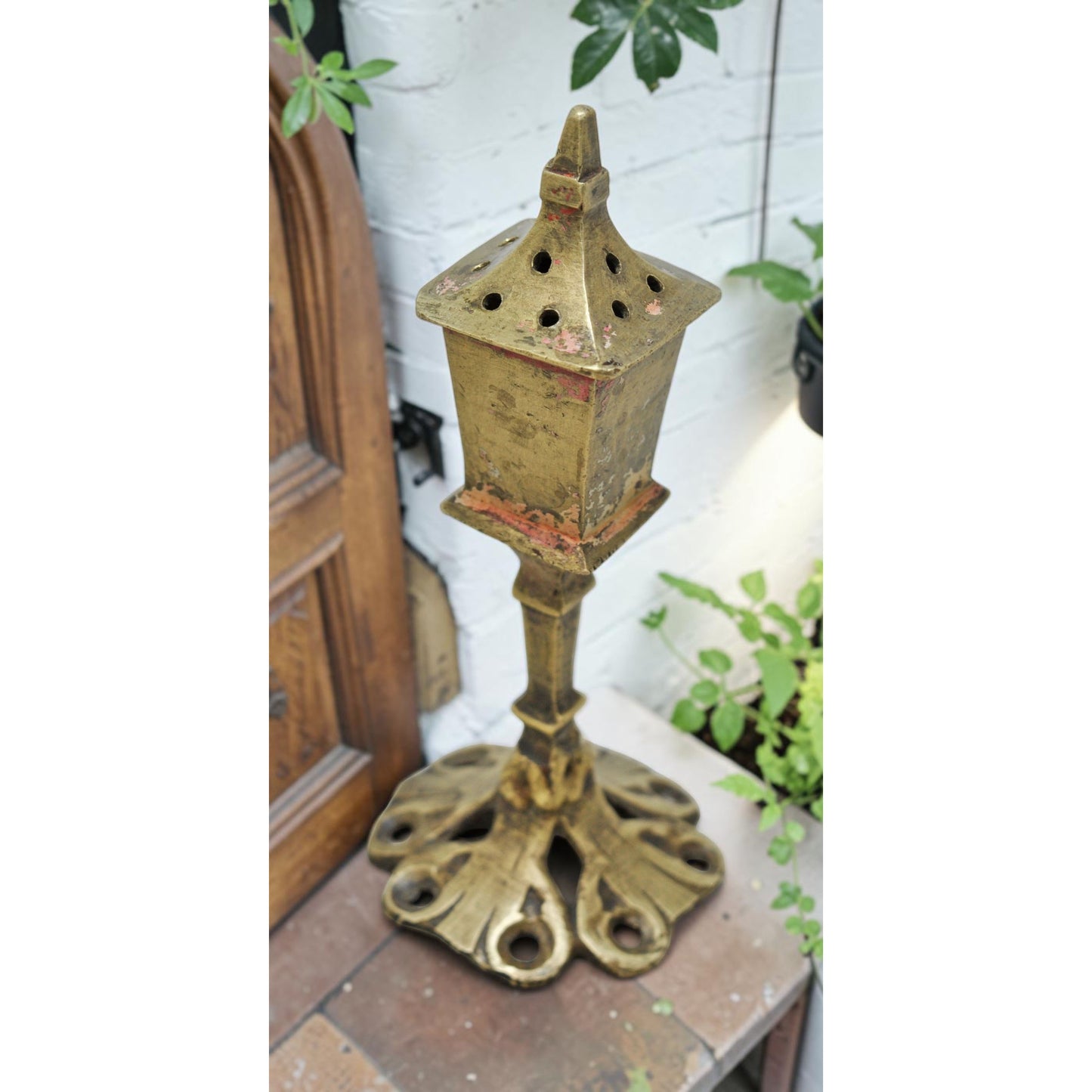 Antique Brass Incense Stick Stand Original Old Fine Hand Crafted Engraved