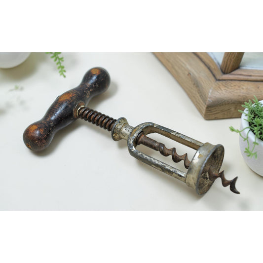 Antique Iron Cork Screw Bottle Opener Original Old Hand Crafted