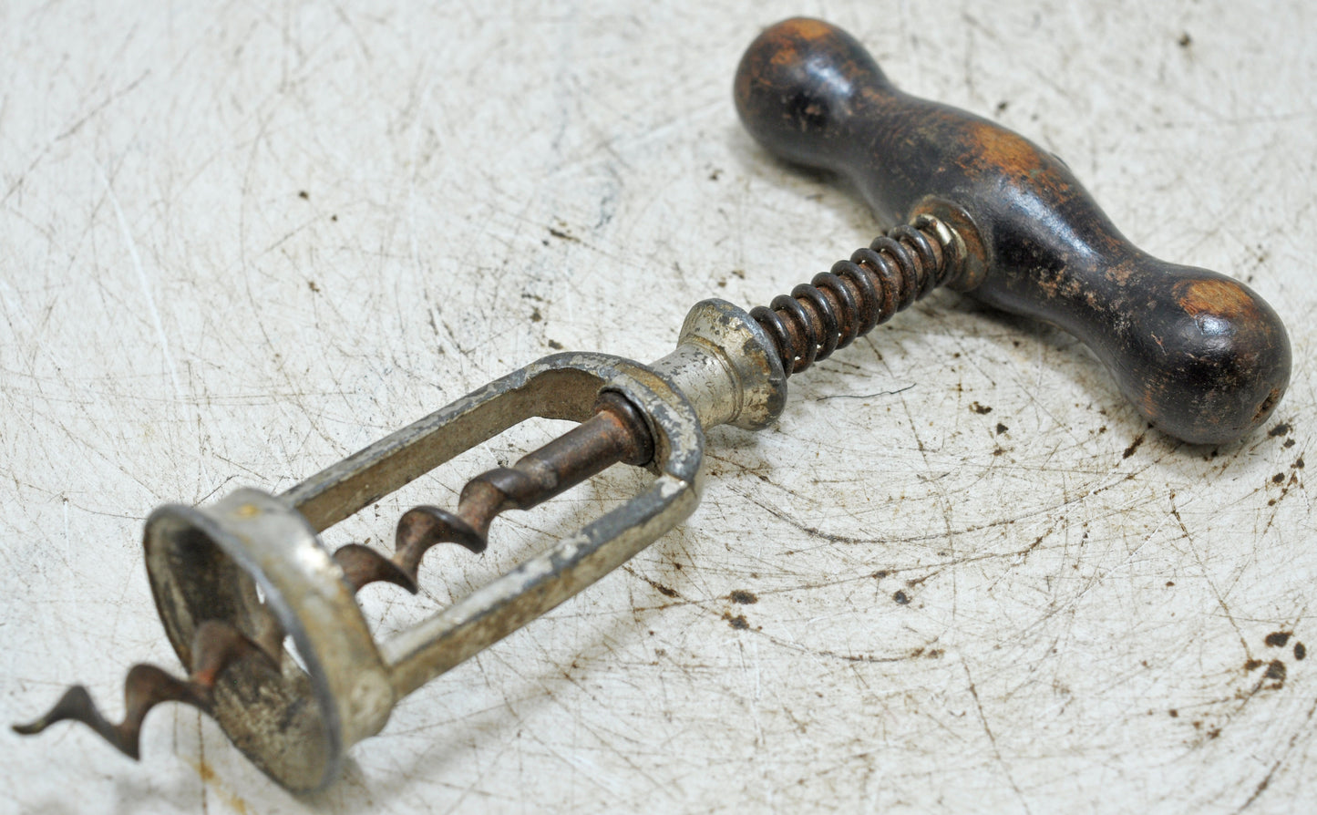 Antique Iron Cork Screw Bottle Opener Original Old Hand Crafted